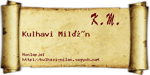 Kulhavi Milán névjegykártya